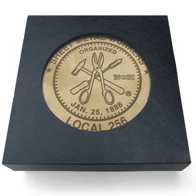 Set of 4 Natural Leather Coasters | Circle | 3 7/8" dia. | Black Box